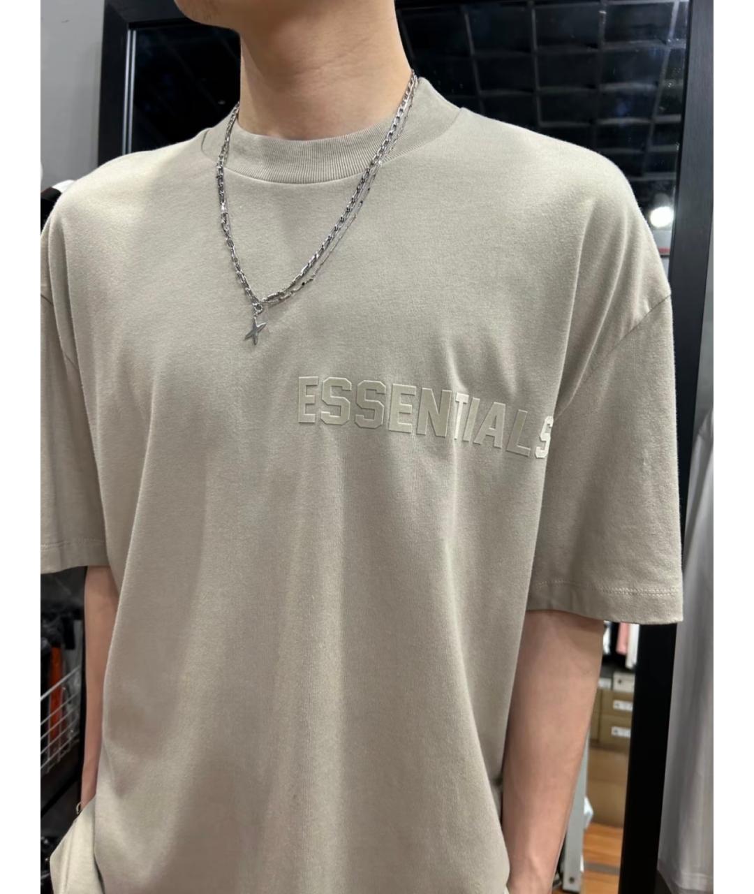 FEAR OF GOD ESSENTIALS Бежевая хлопковая футболка, фото 3