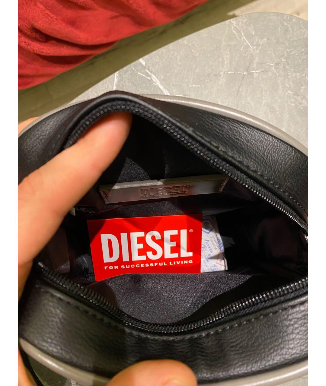 DIESEL Черная кожаная сумка на плечо, фото 5