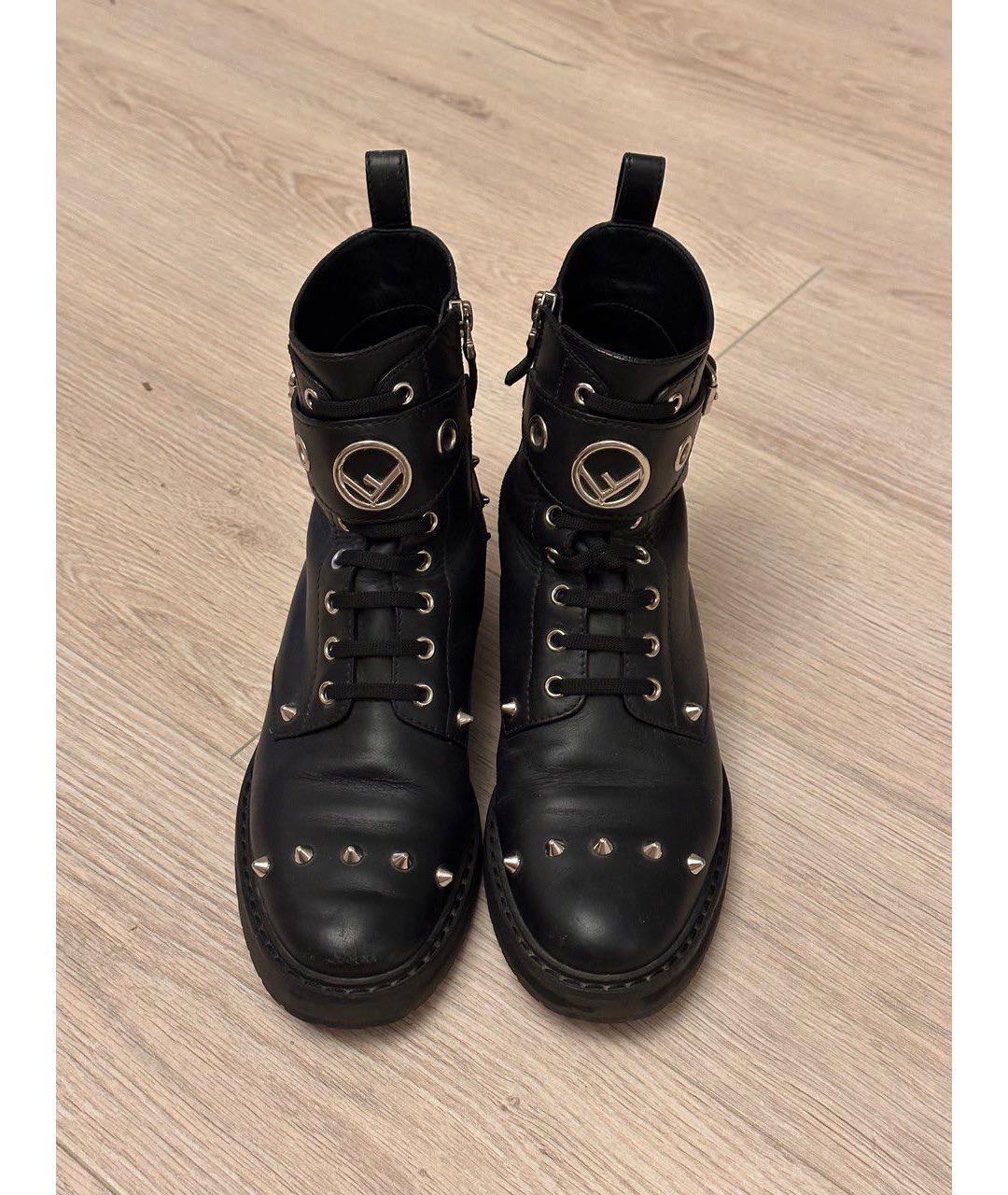 FENDI Черные кожаные ботинки, фото 7