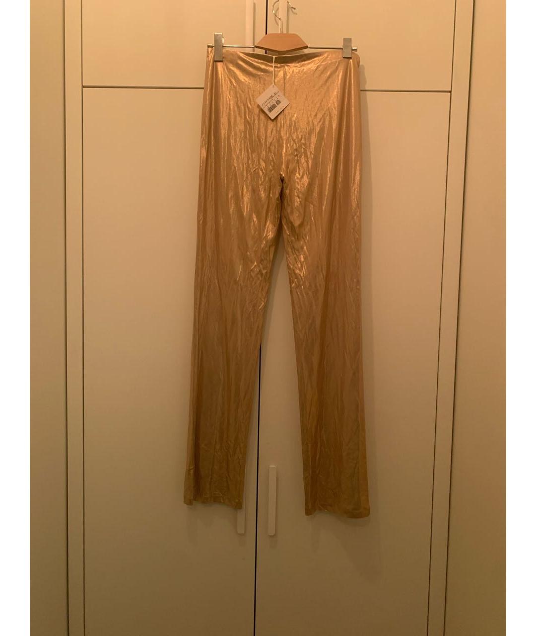 LA PERLA Золотые вискозные прямые брюки, фото 2