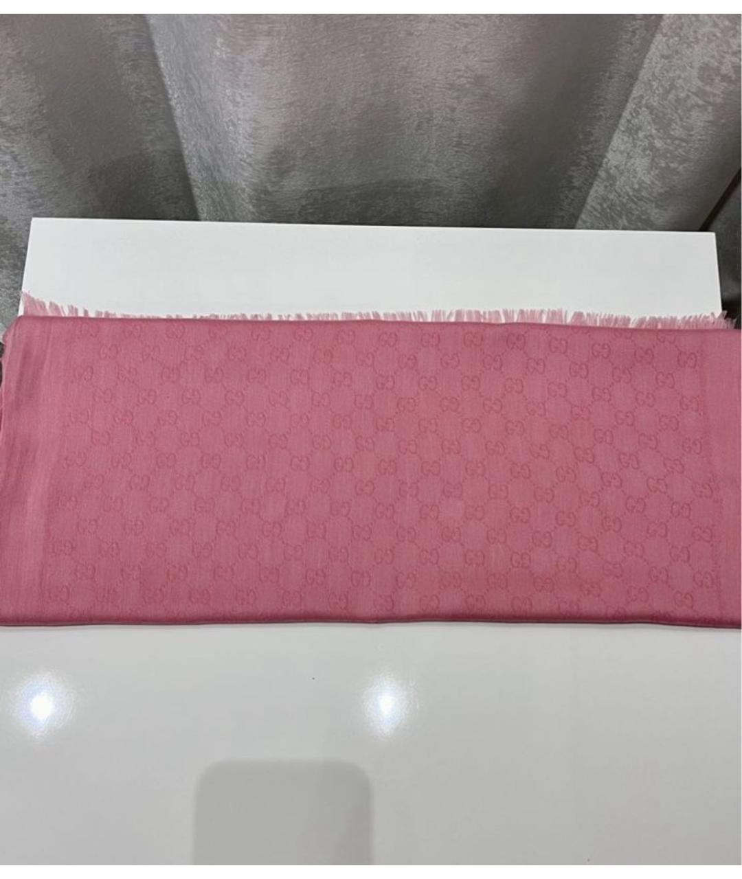 GUCCI Розовый хлопковый шарф, фото 5