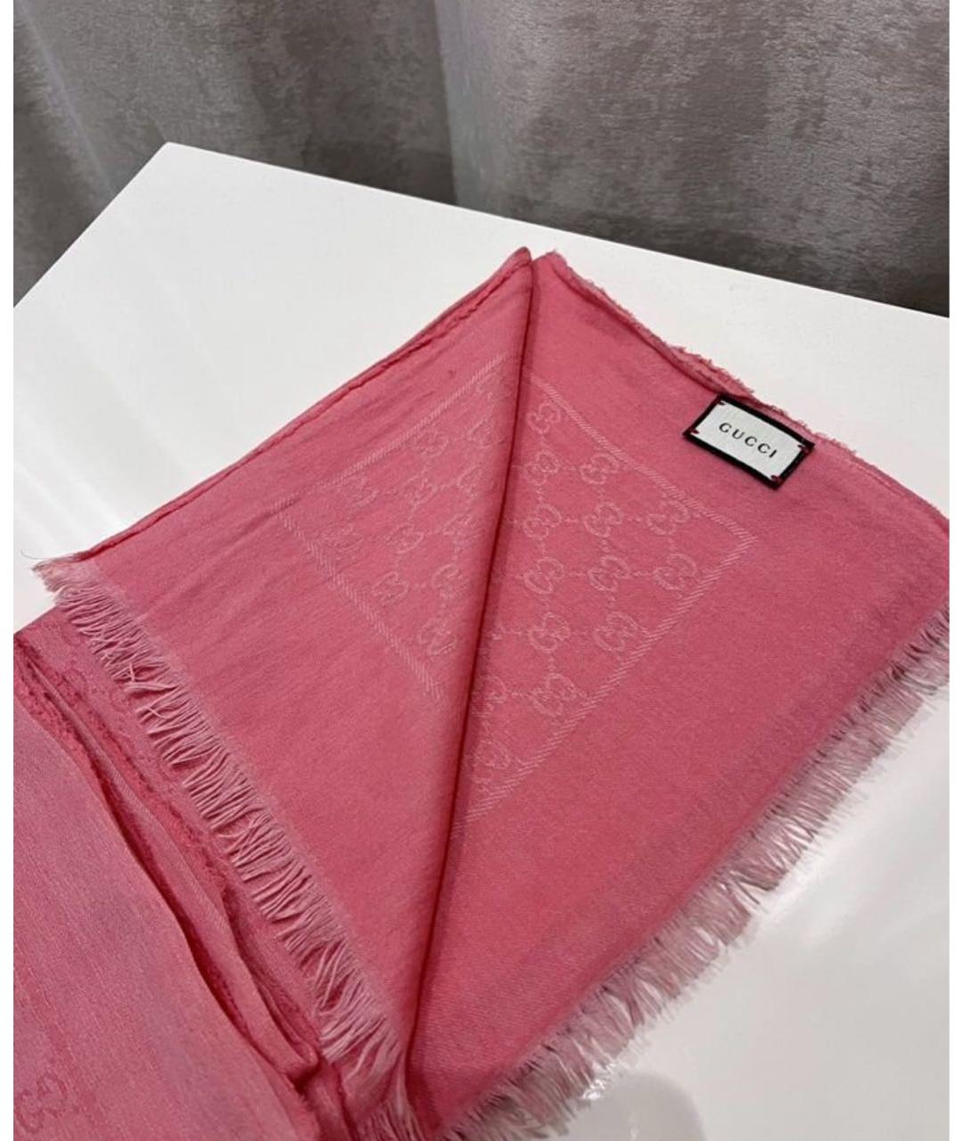 GUCCI Розовый хлопковый шарф, фото 4