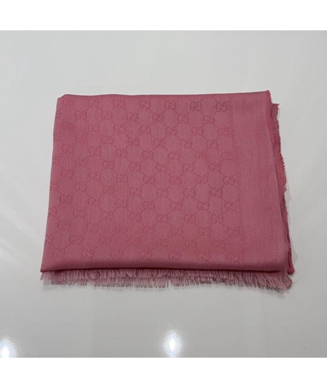 GUCCI Розовый хлопковый шарф, фото 6