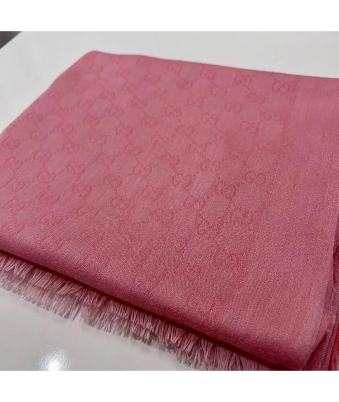 GUCCI Розовый хлопковый шарф, фото 2