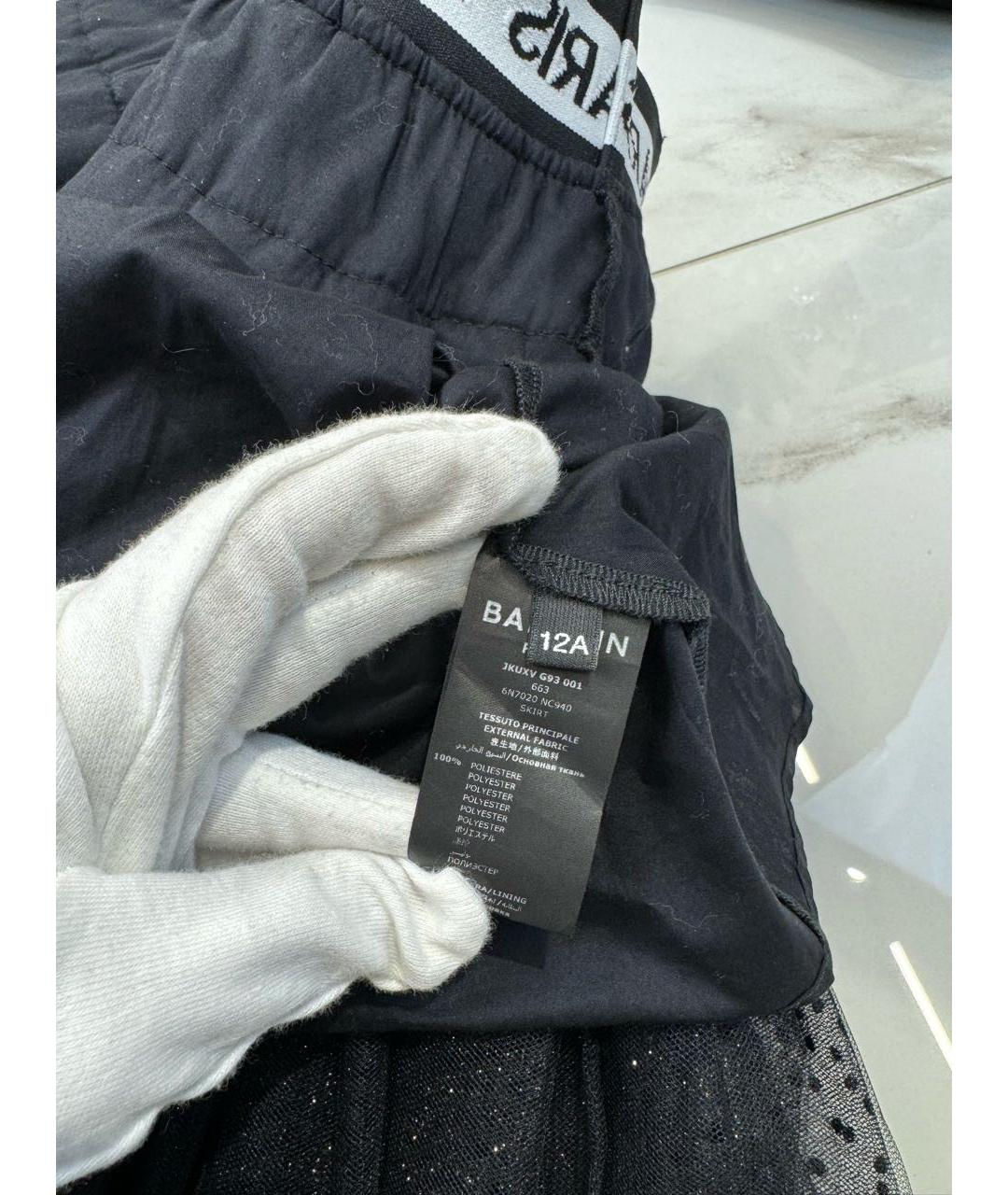 BALMAIN KIDS Черная синтетическая юбка, фото 6