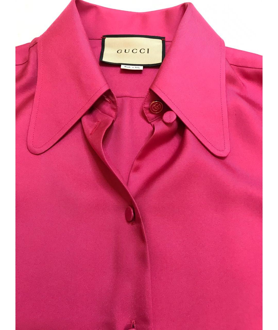 GUCCI Розовая шелковая рубашка, фото 3