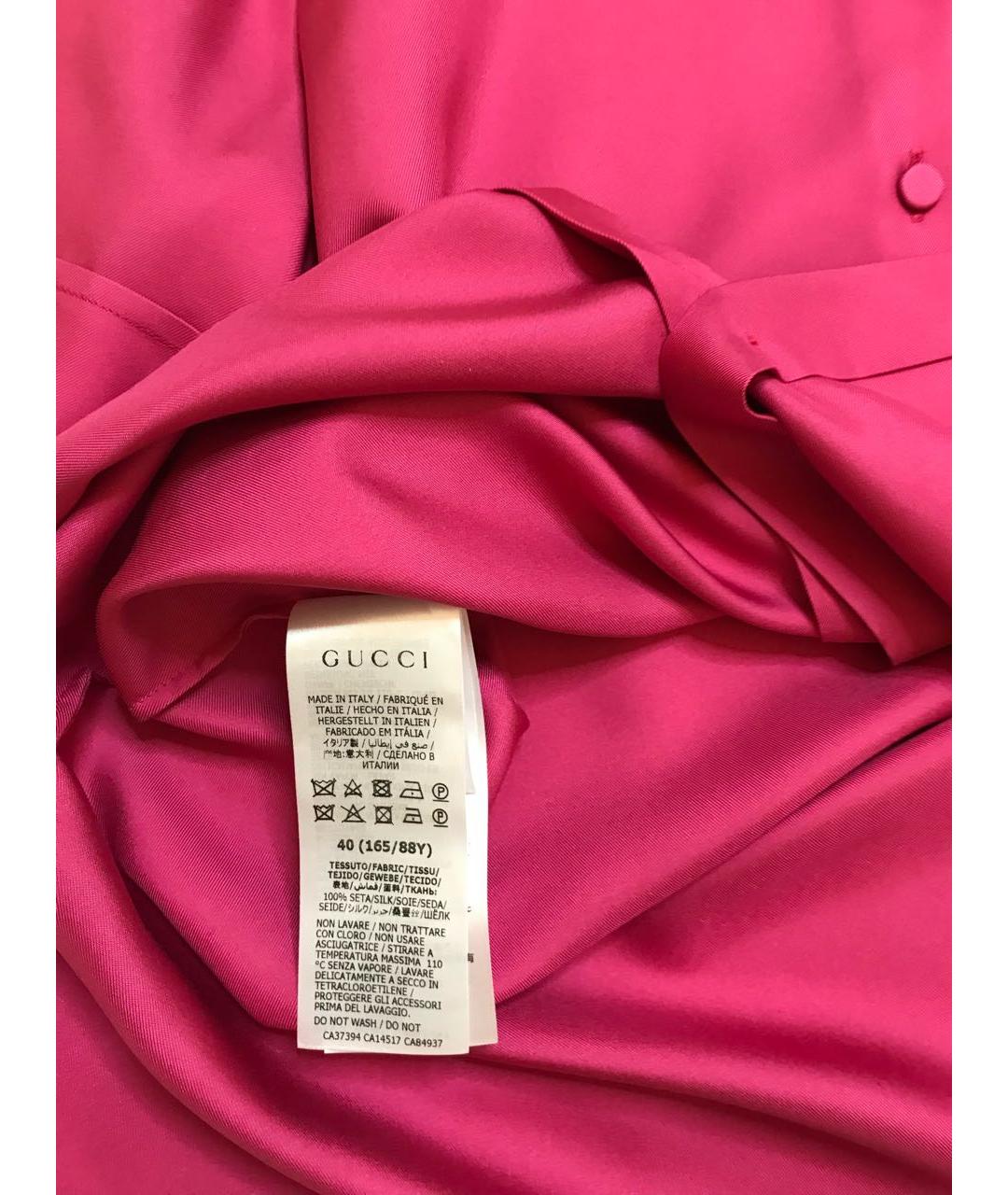 GUCCI Розовая шелковая рубашка, фото 4