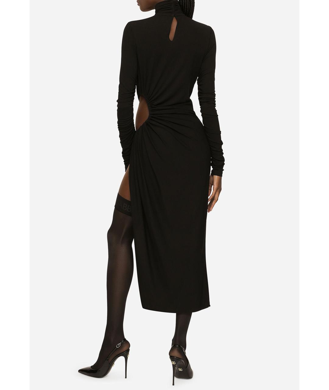 DOLCE&GABBANA Черное вискозное коктейльное платье, фото 3