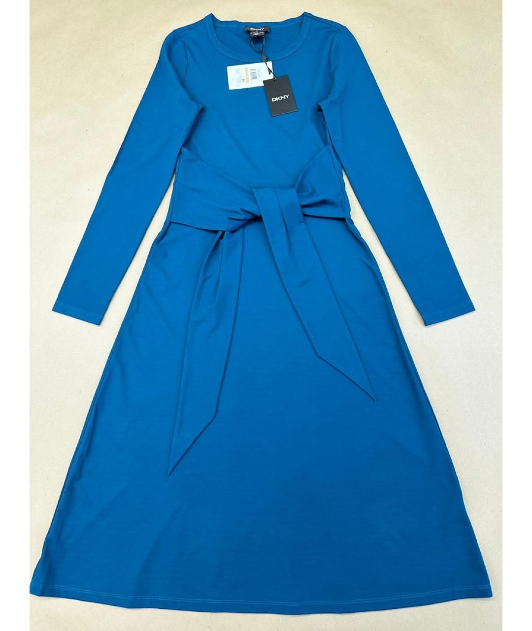 DKNY Синее вискозное повседневное платье, фото 8