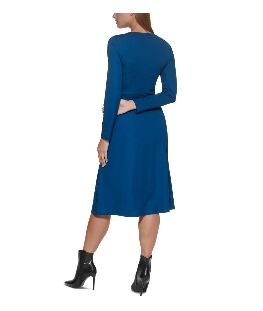 DKNY Синее вискозное повседневное платье, фото 7