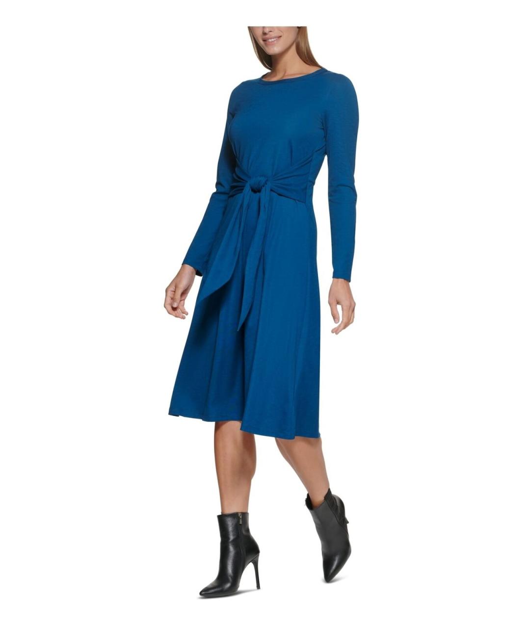 DKNY Синее вискозное повседневное платье, фото 6