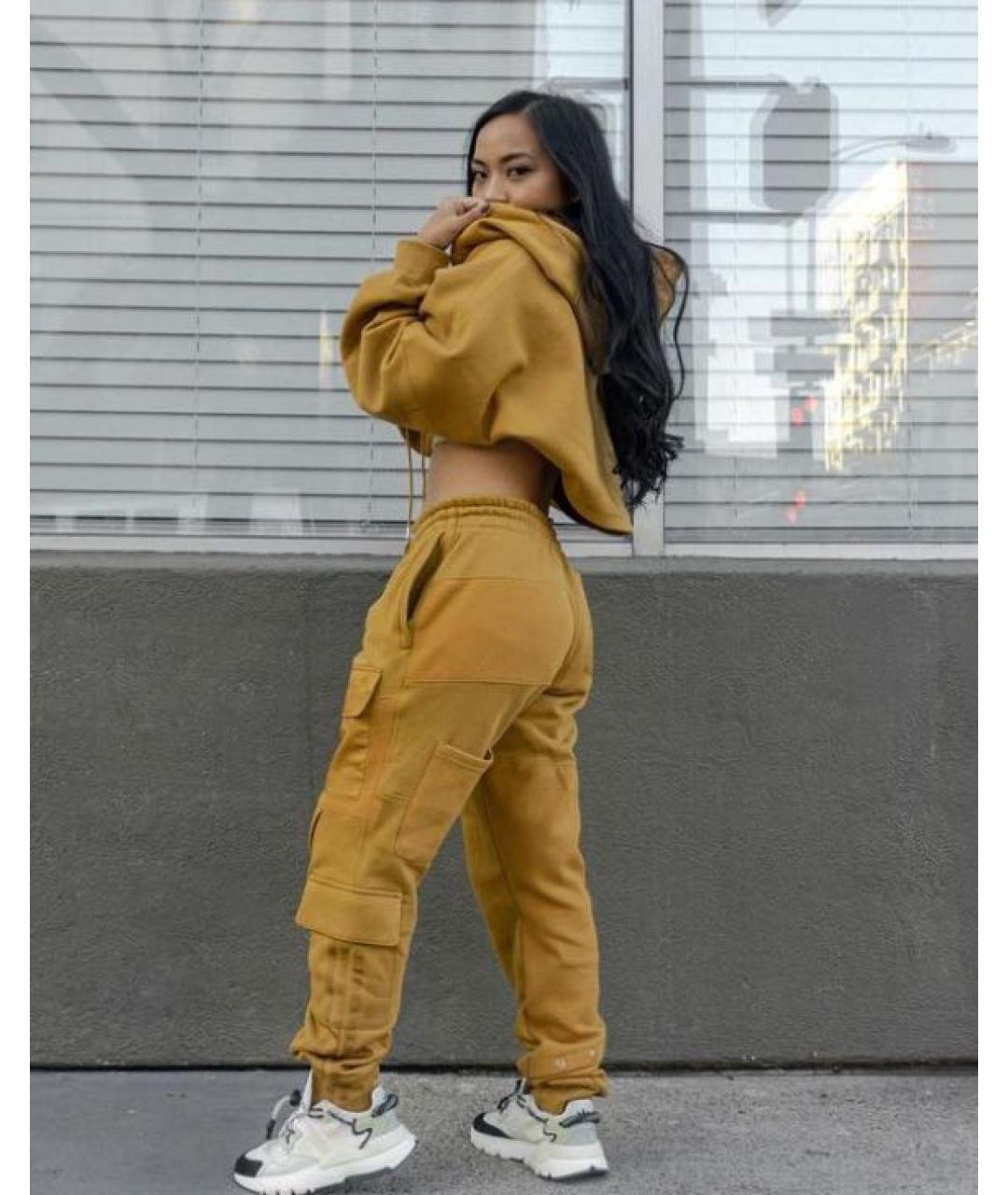 ADIDAS Горчичный хлопковый спортивные костюмы, фото 4