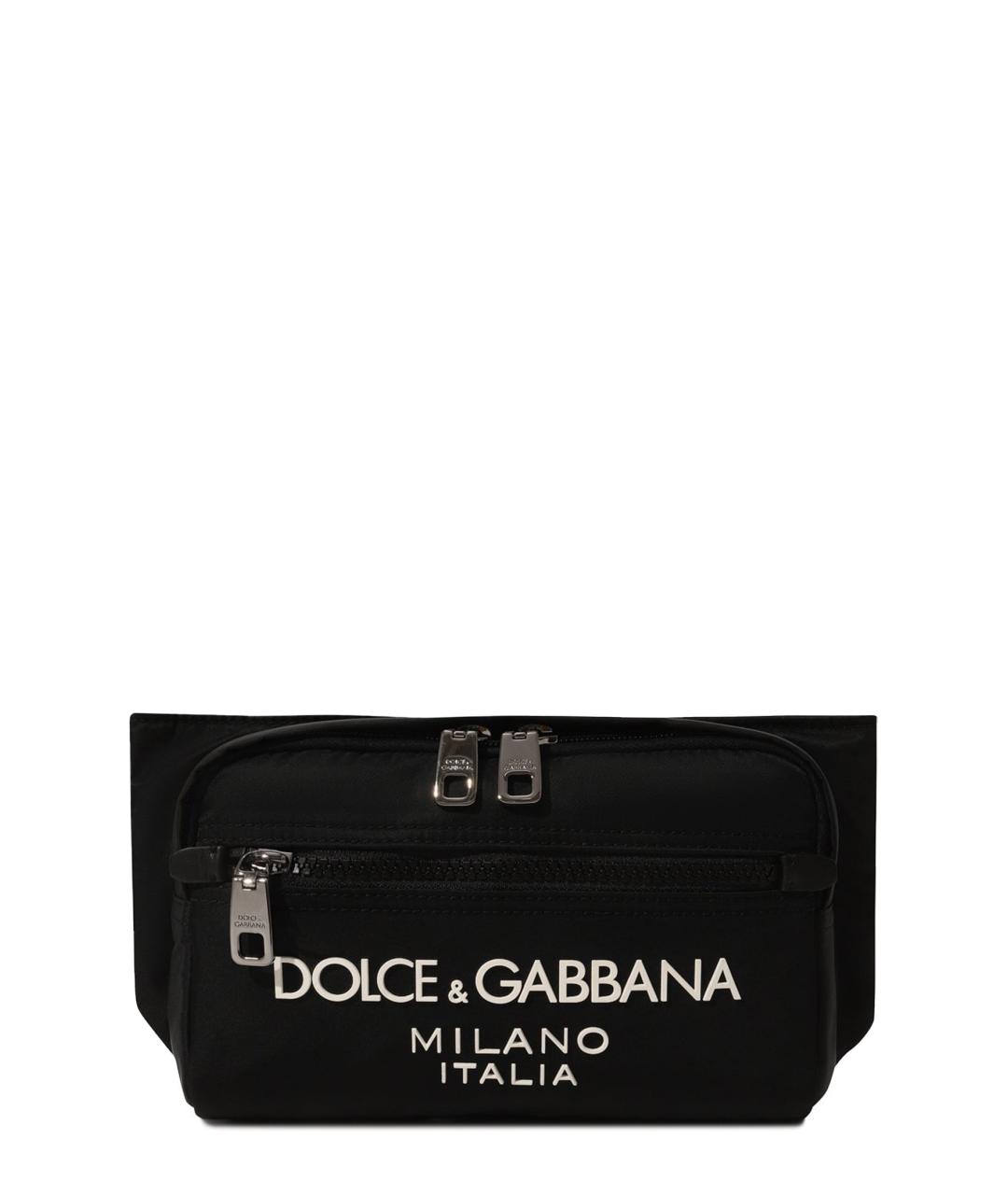 DOLCE&GABBANA Черная тканевая поясная сумка, фото 1