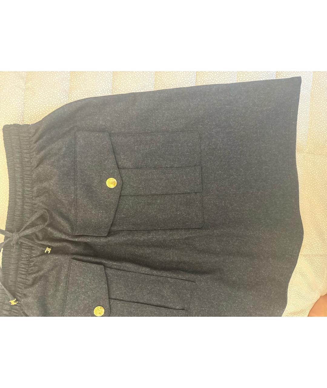 CELINE PRE-OWNED Антрацитовая кашемировая юбка мини, фото 2