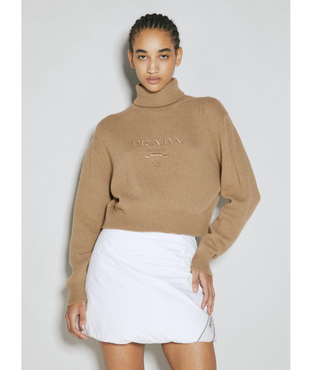 PRADA Коричневый шерстяной джемпер / свитер, фото 3