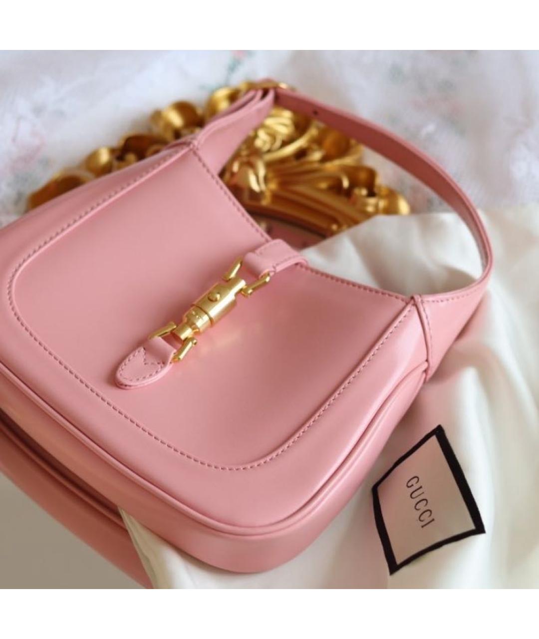 GUCCI Розовая кожаная сумка с короткими ручками, фото 6