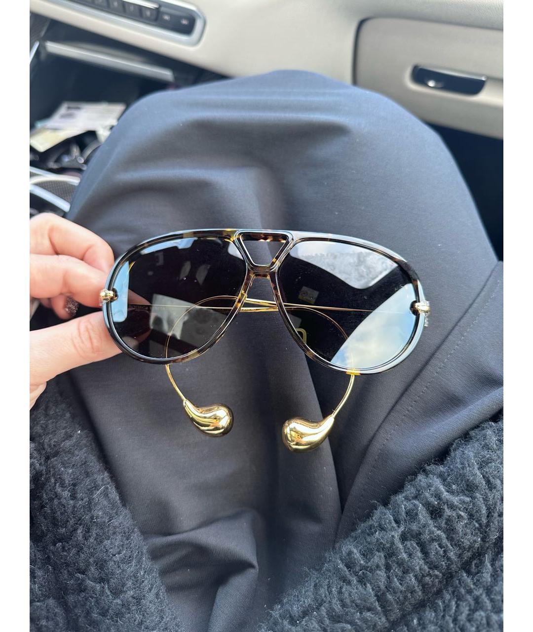 BOTTEGA VENETA Коричневые металлические солнцезащитные очки, фото 4