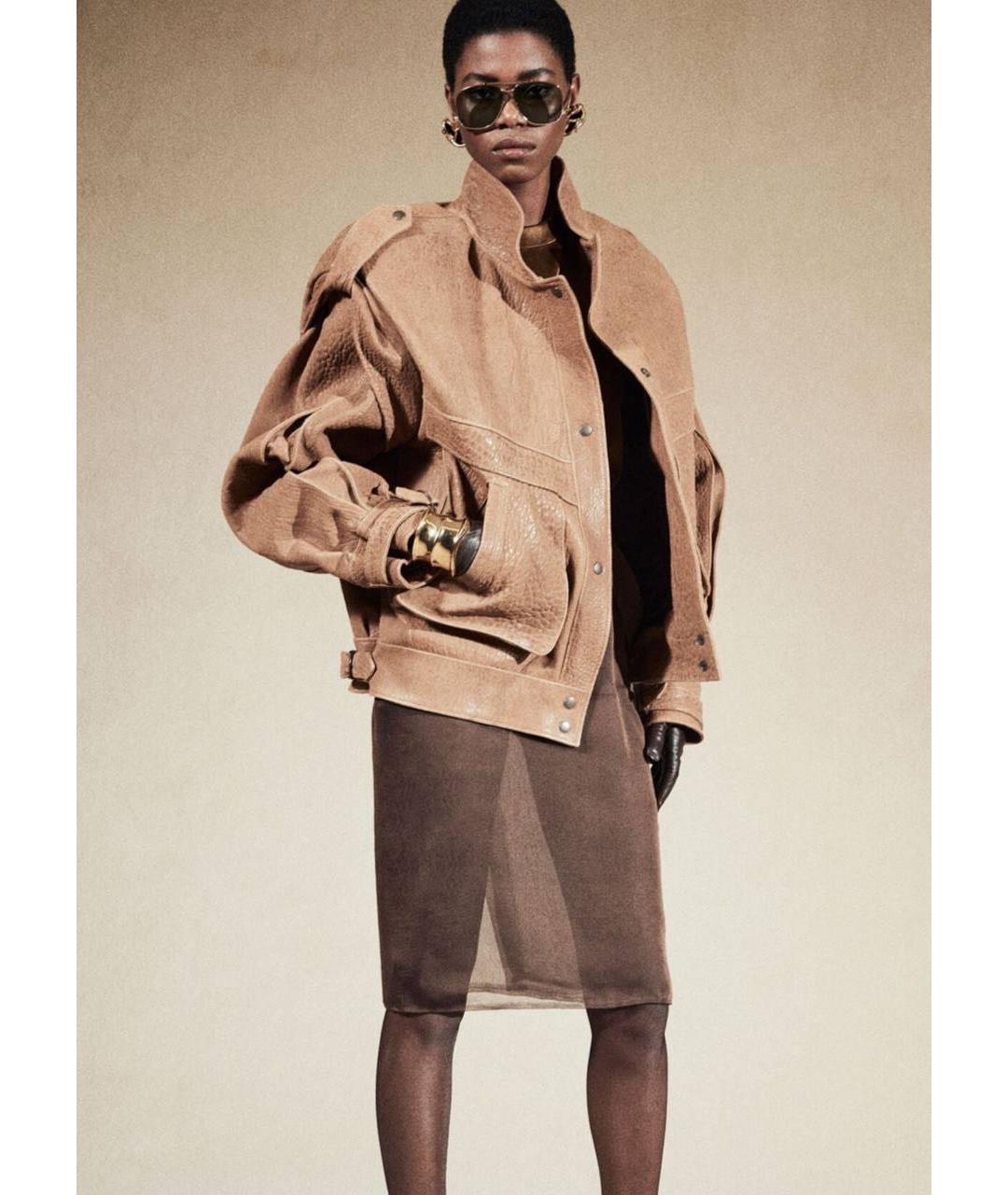 SAINT LAURENT Коричневая кожаная куртка, фото 5