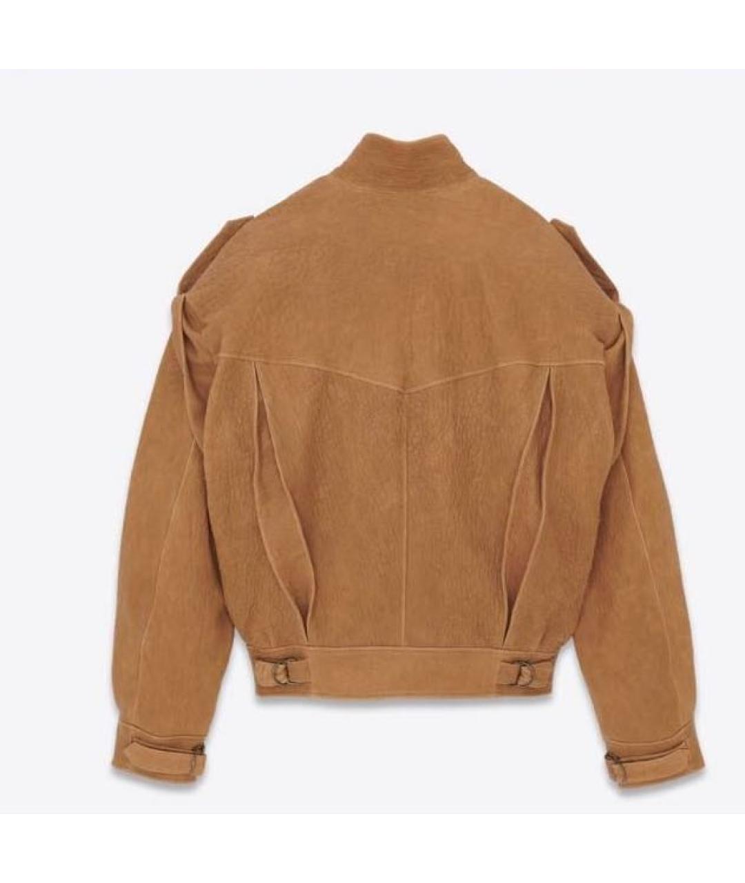 SAINT LAURENT Коричневая кожаная куртка для женщин – купить онлайн