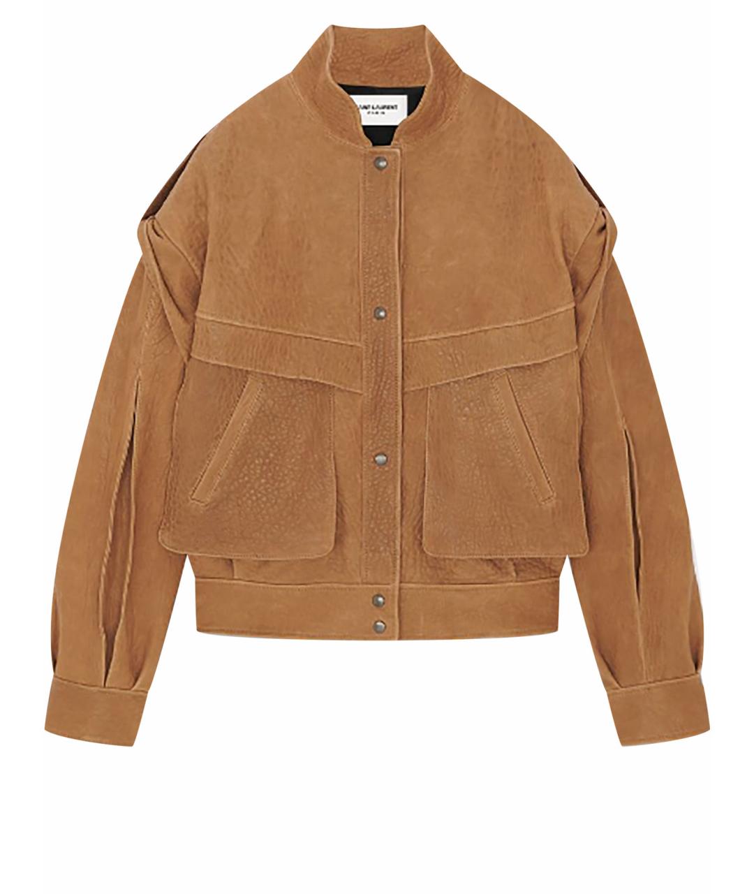 SAINT LAURENT Коричневая кожаная куртка, фото 1