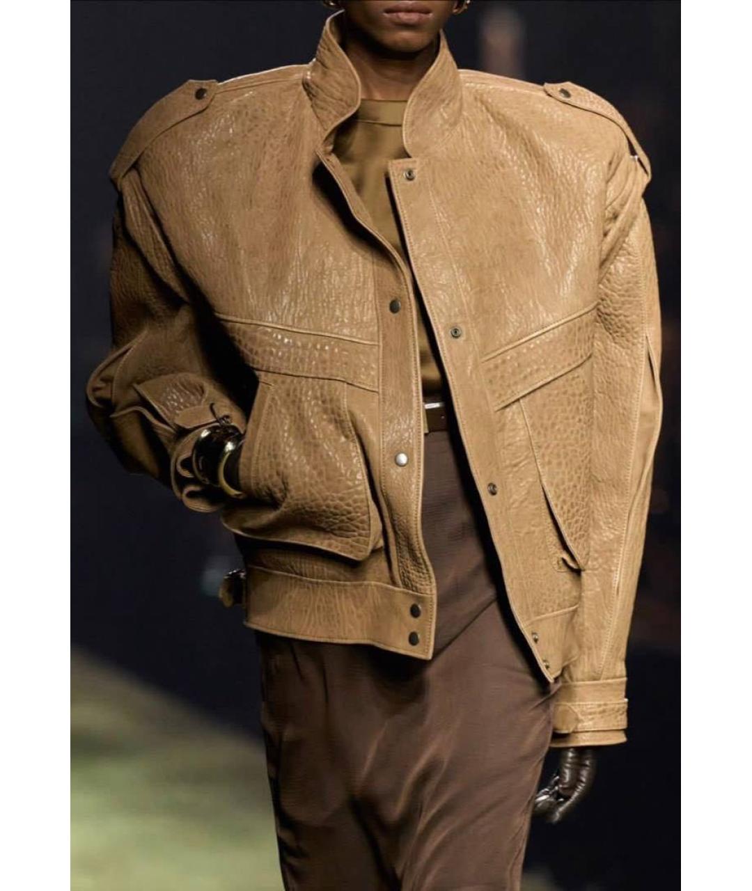 SAINT LAURENT Коричневая кожаная куртка, фото 2