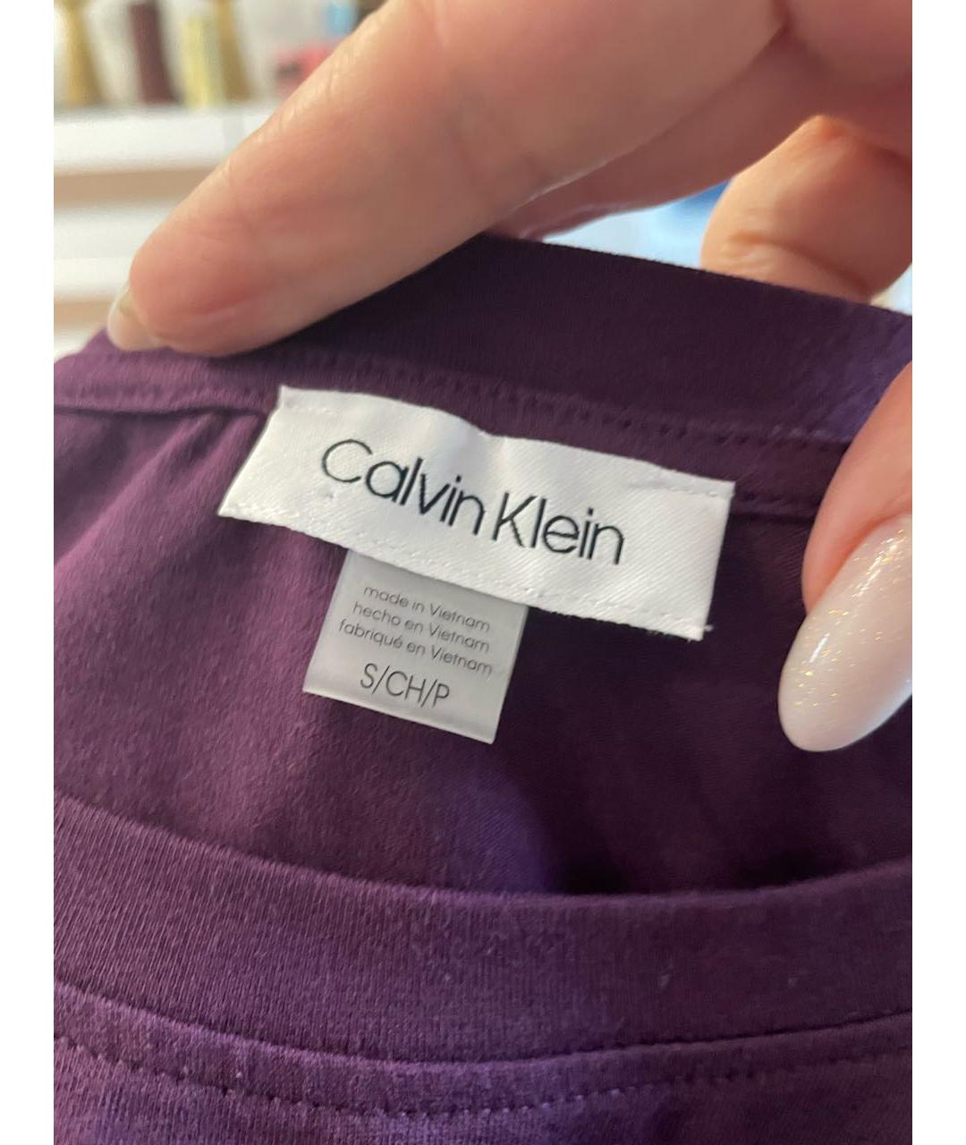 CALVIN KLEIN Фиолетовое хлопко-эластановое повседневное платье, фото 3