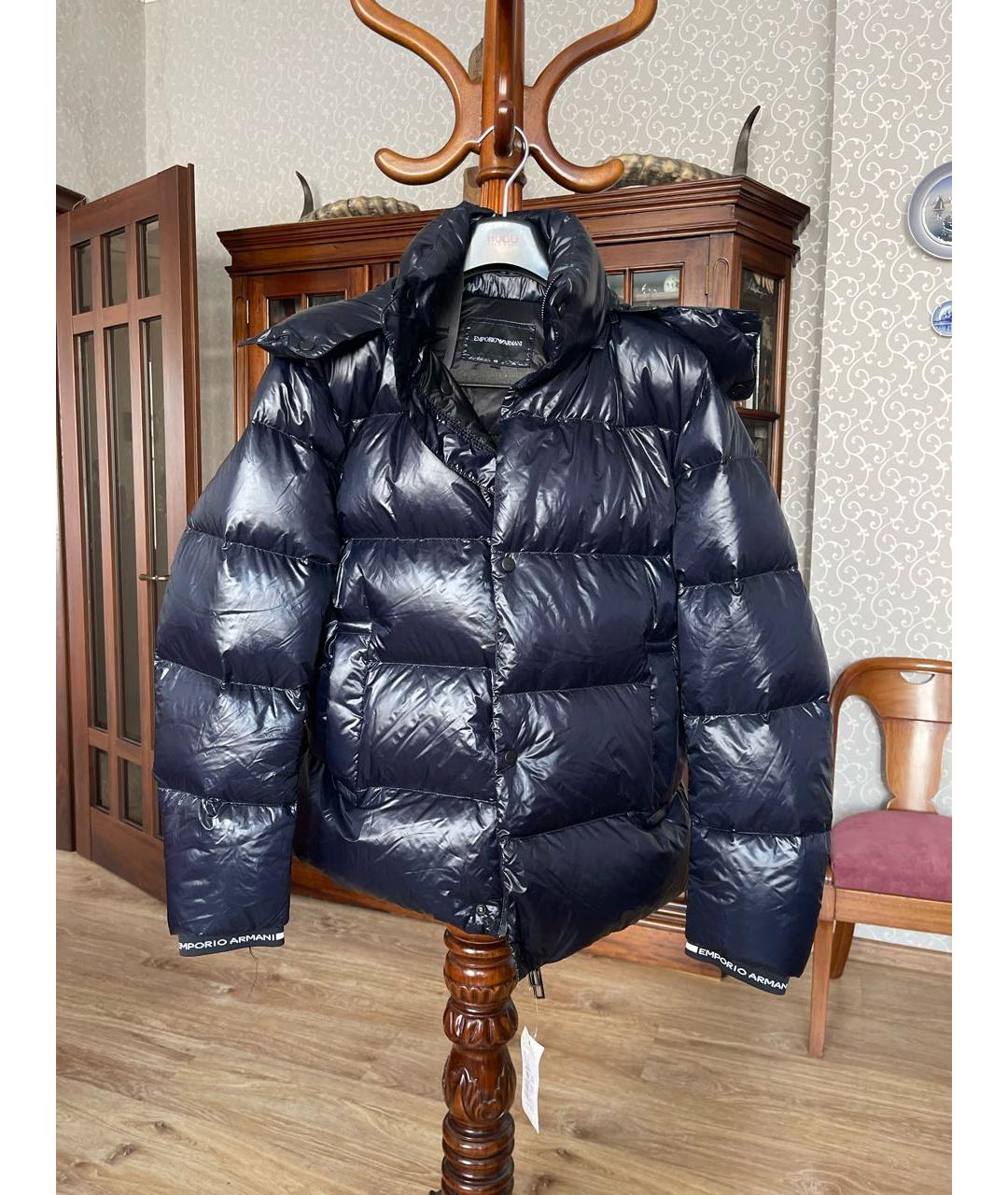 EMPORIO ARMANI Темно-синий полиамидовый пуховик, фото 6