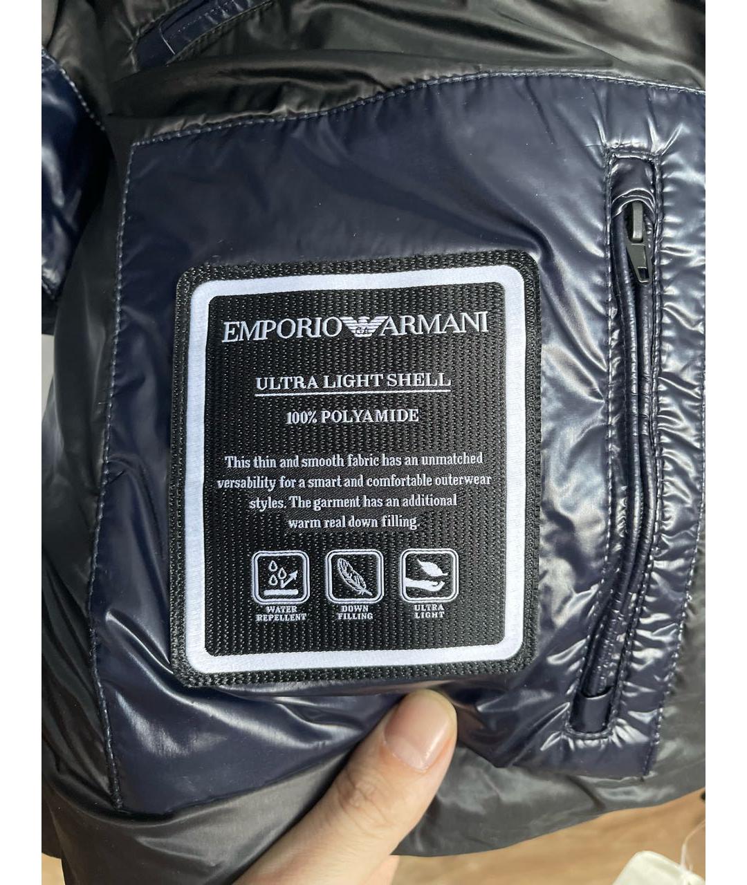 EMPORIO ARMANI Темно-синий полиамидовый пуховик, фото 5
