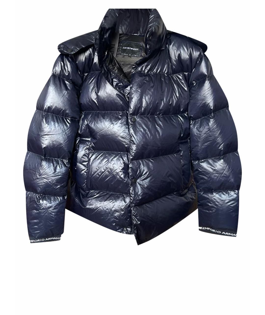 EMPORIO ARMANI Темно-синий полиамидовый пуховик, фото 1