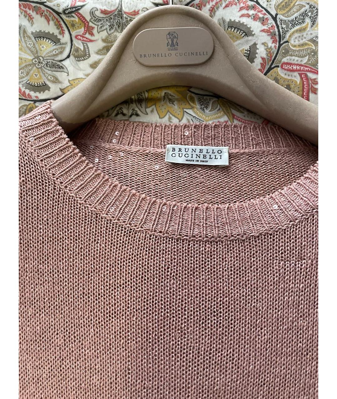 BRUNELLO CUCINELLI Розовый хлопковый джемпер / свитер, фото 3