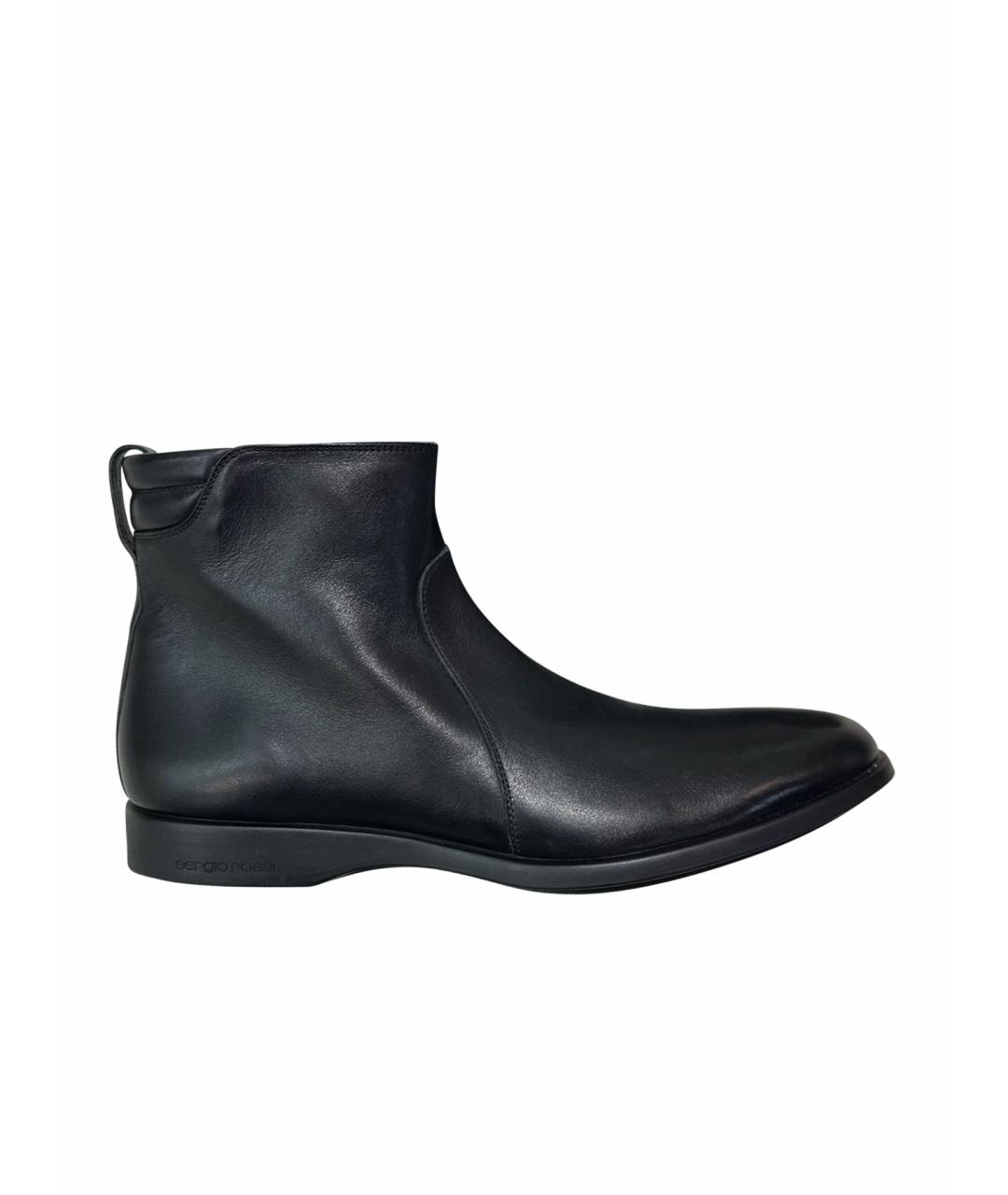 SERGIO ROSSI Черные кожаные низкие ботинки, фото 1