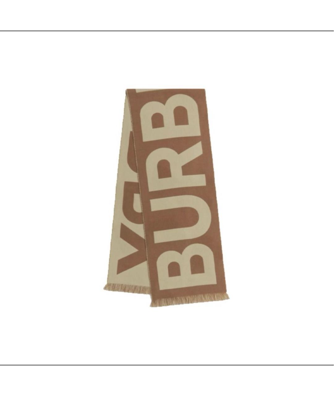 BURBERRY Коричневый шерстяной шарф, фото 7