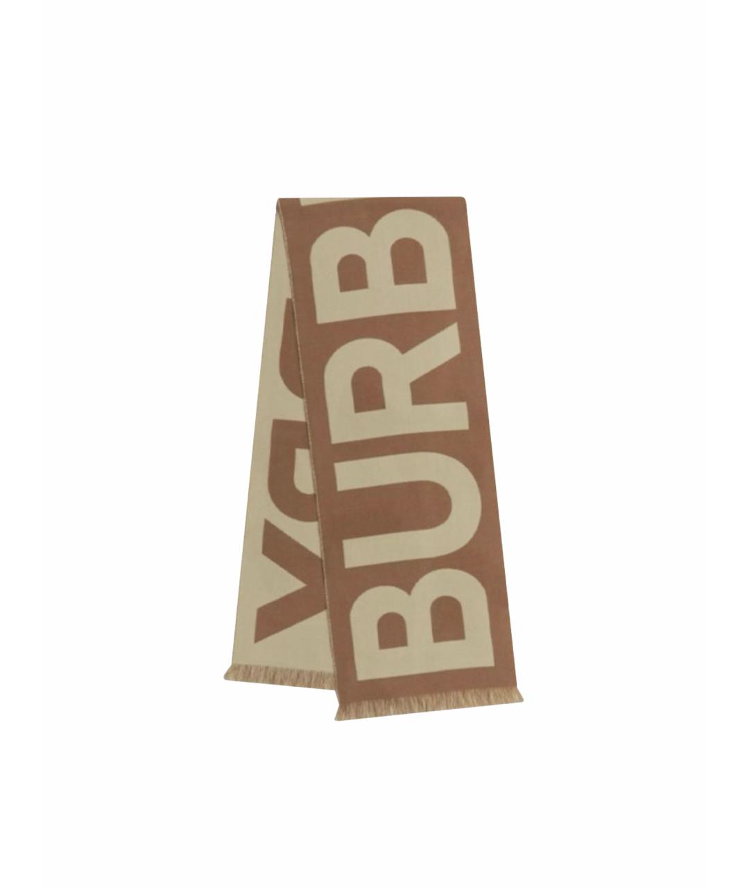 BURBERRY Коричневый шерстяной шарф, фото 1