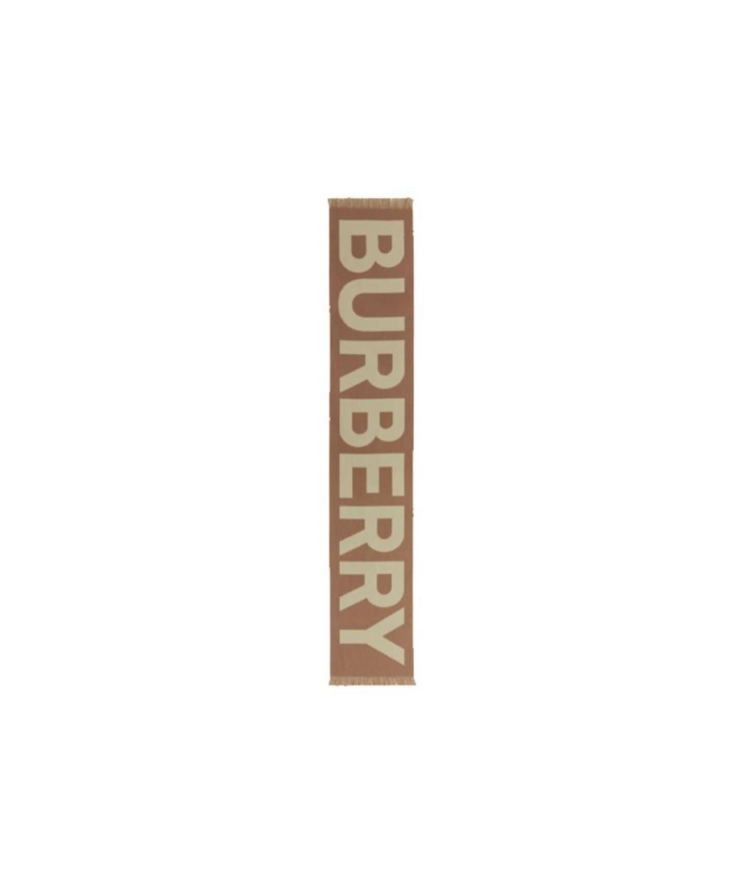 BURBERRY Коричневый шерстяной шарф, фото 2