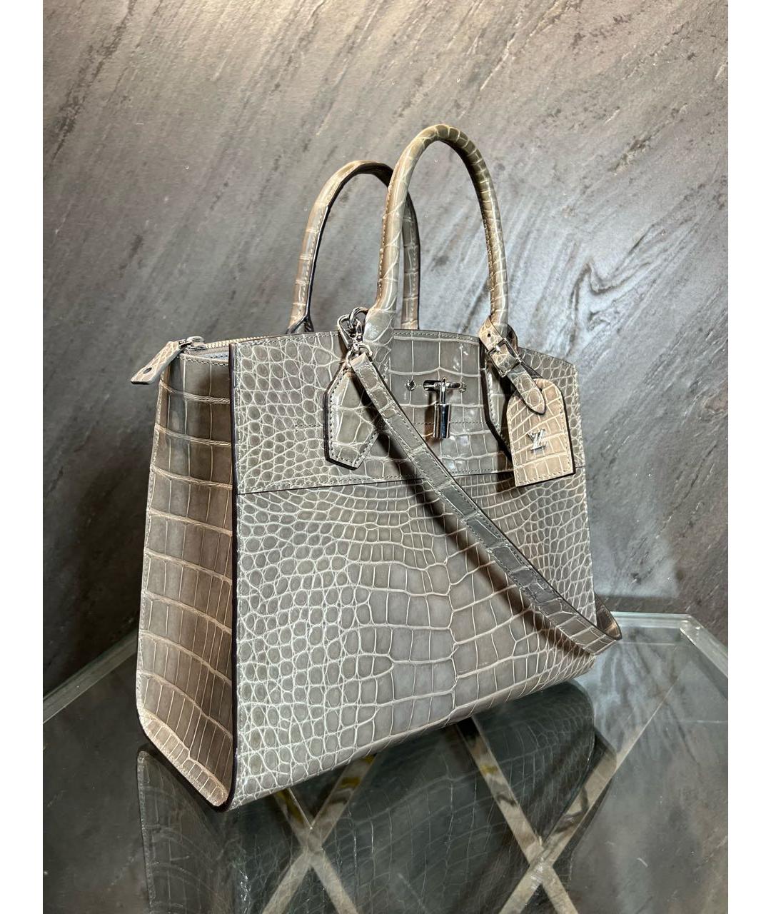 LOUIS VUITTON PRE-OWNED Серая сумка с короткими ручками из экзотической кожи, фото 3