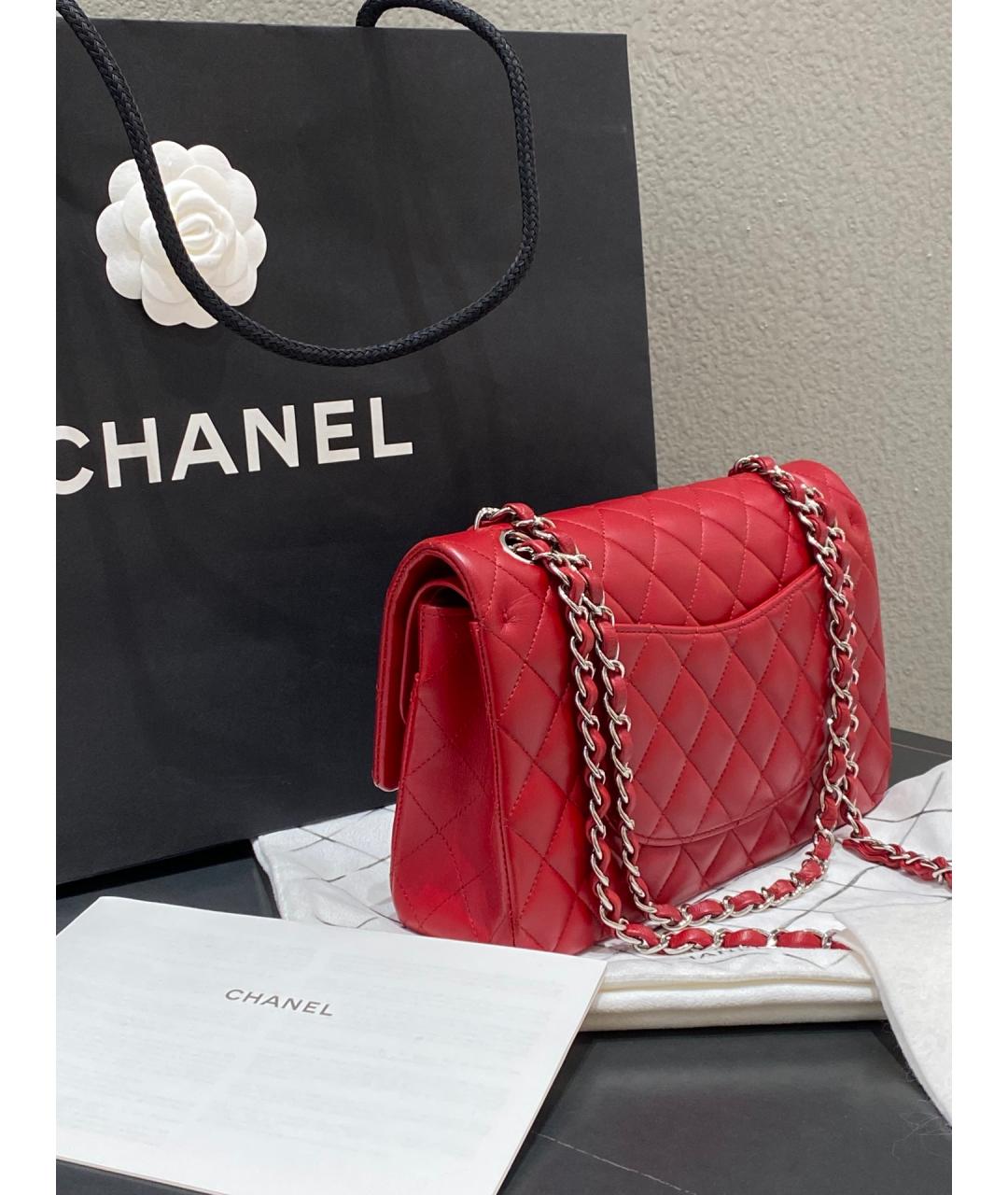 CHANEL Красная кожаная сумка через плечо, фото 8