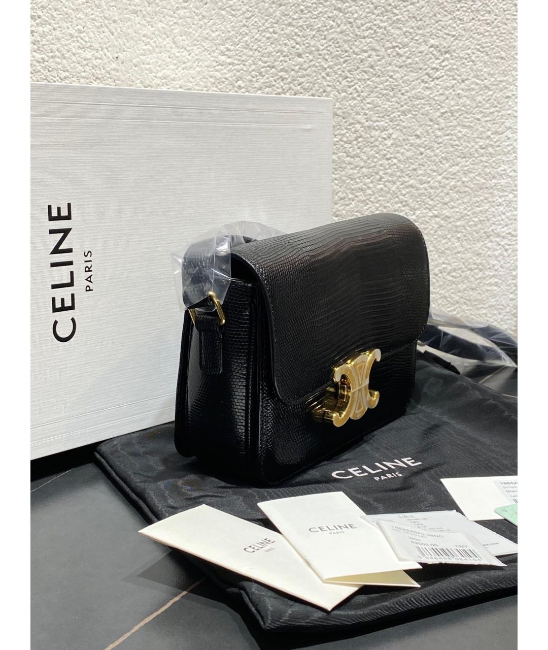 CELINE PRE-OWNED Черная сумка через плечо из экзотической кожи, фото 7