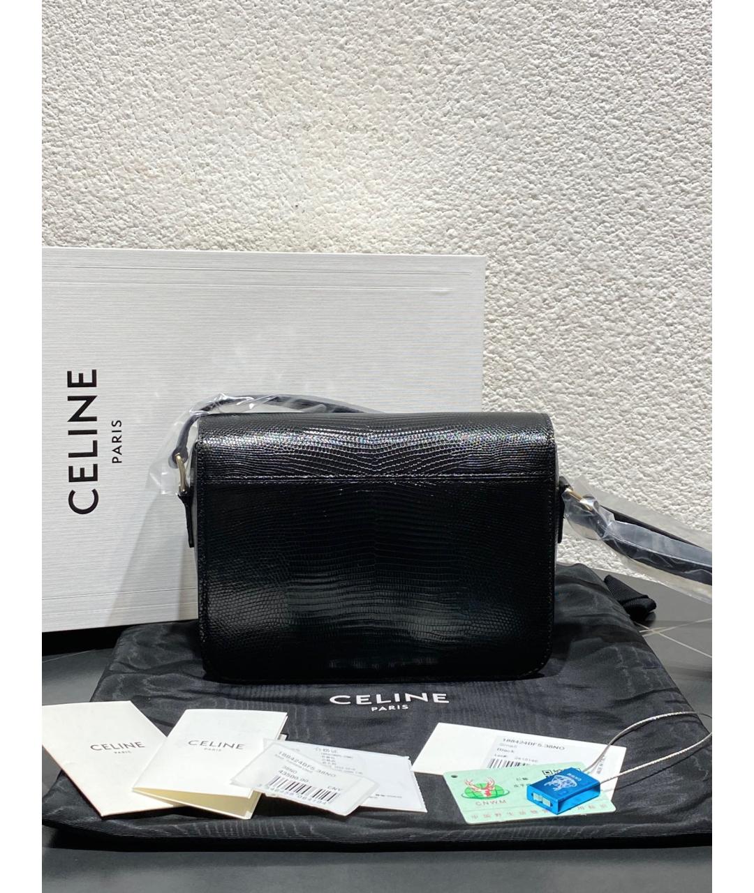 CELINE PRE-OWNED Черная сумка через плечо из экзотической кожи, фото 3