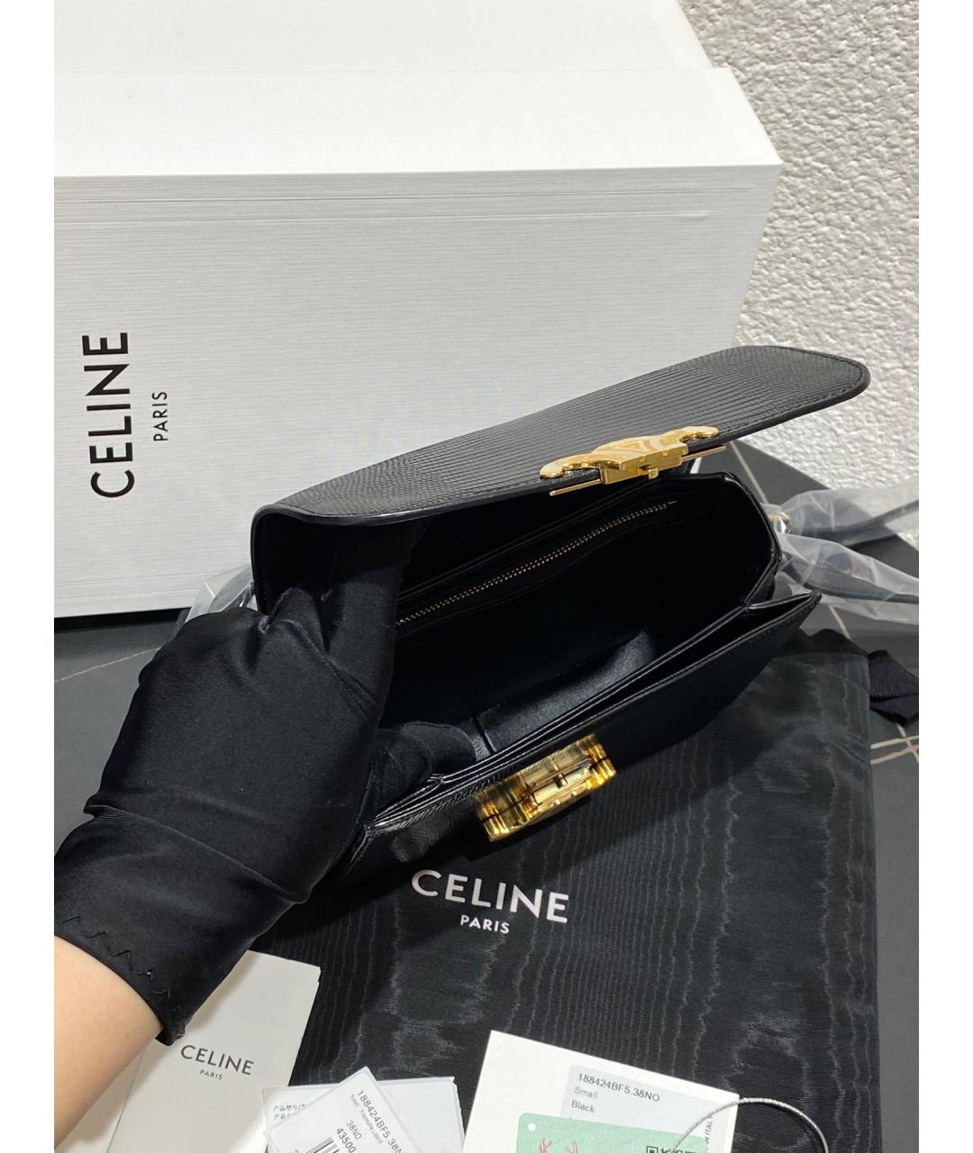 CELINE PRE-OWNED Черная сумка через плечо из экзотической кожи, фото 5