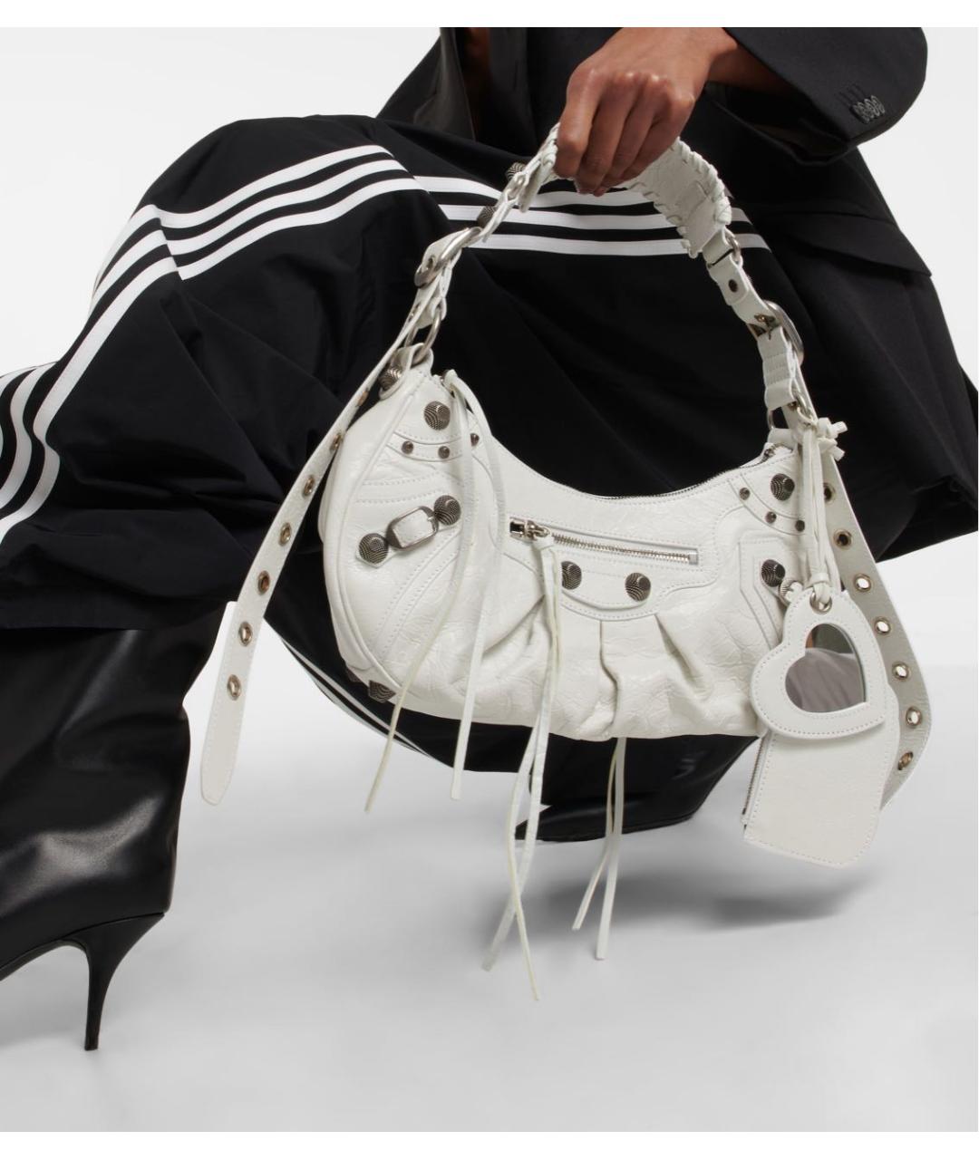 BALENCIAGA Белая кожаная сумка тоут, фото 4