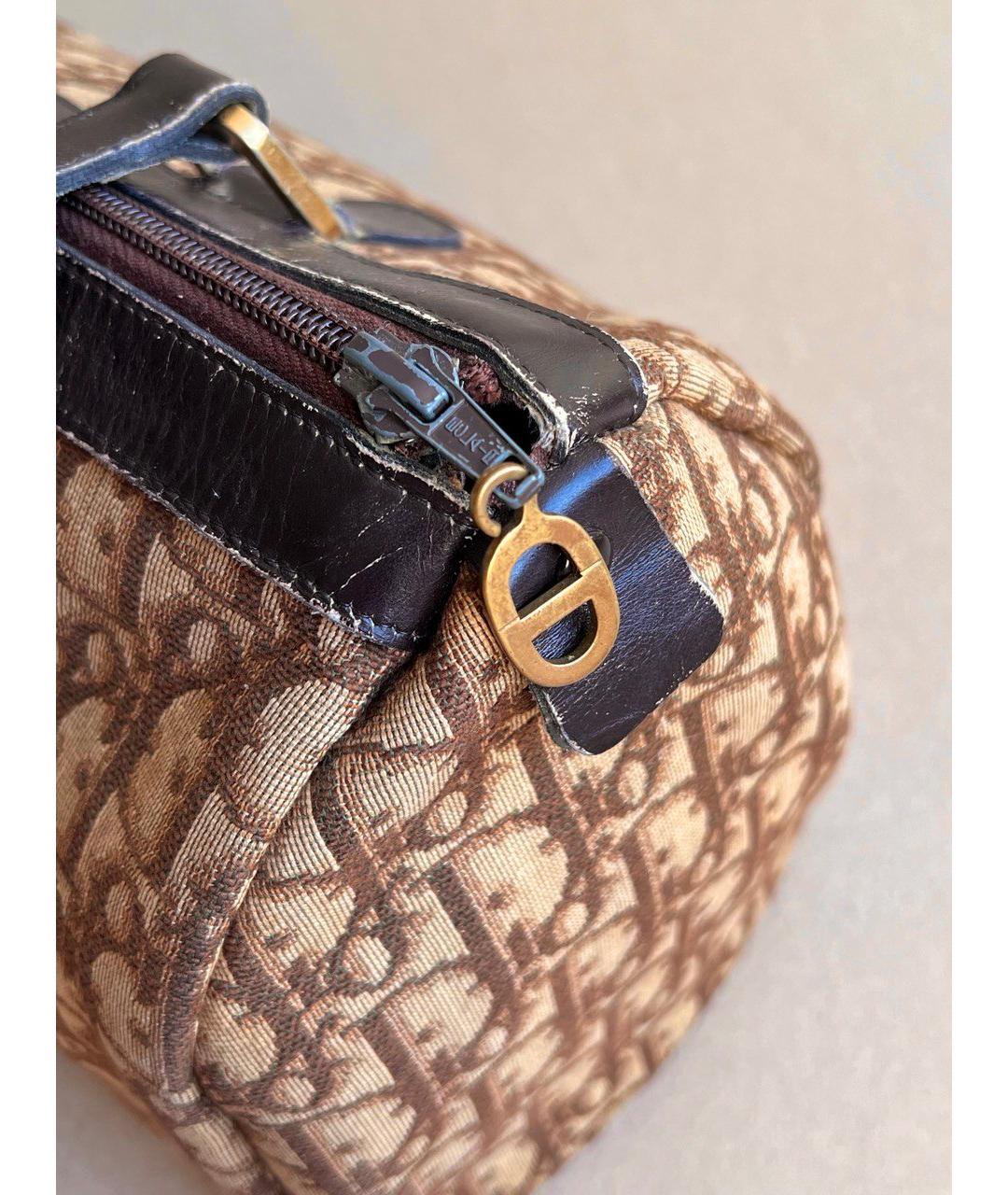 CHRISTIAN DIOR Бежевая тканевая сумка с короткими ручками, фото 9