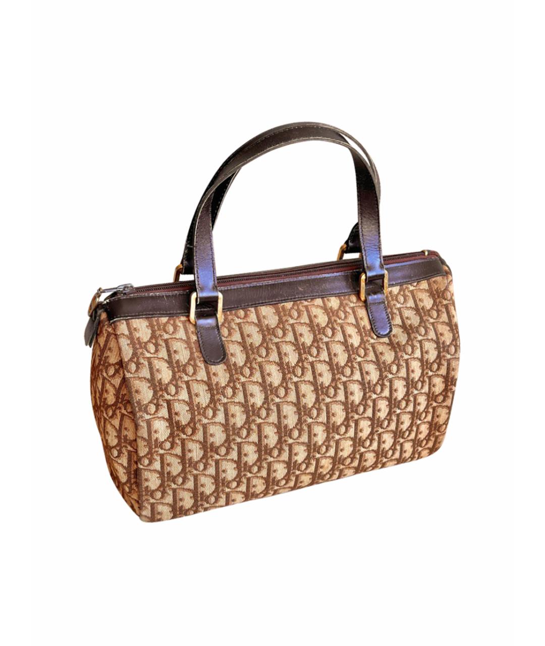 CHRISTIAN DIOR Бежевая тканевая сумка с короткими ручками, фото 1