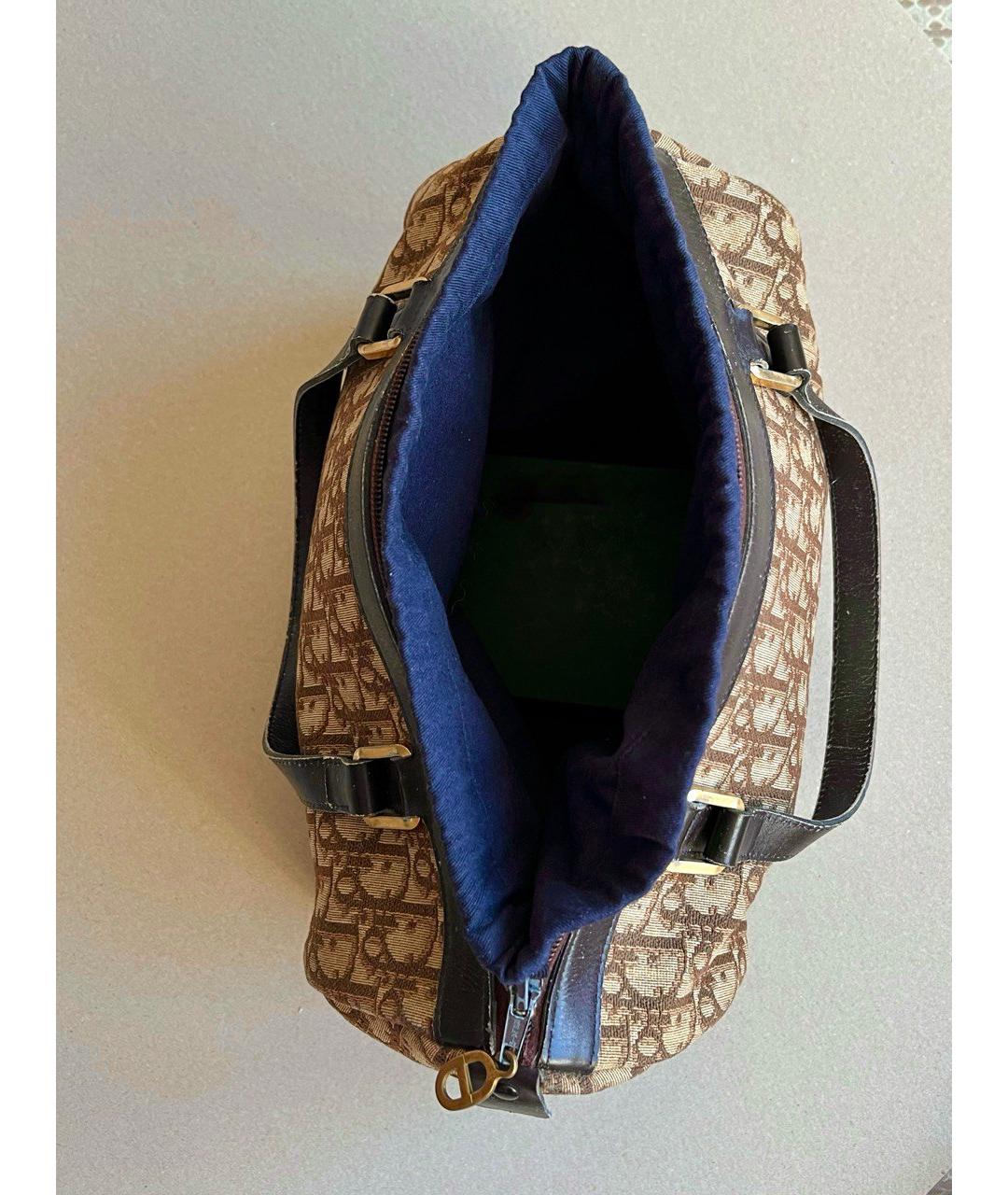 CHRISTIAN DIOR Бежевая тканевая сумка с короткими ручками, фото 4