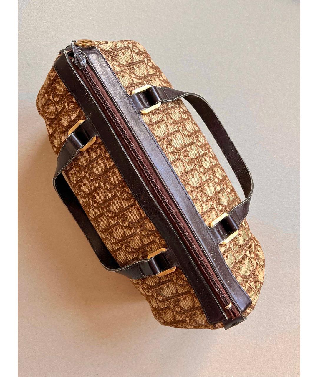 CHRISTIAN DIOR Бежевая тканевая сумка с короткими ручками, фото 2