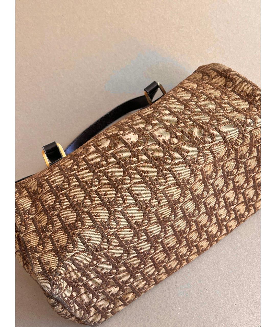 CHRISTIAN DIOR Бежевая тканевая сумка с короткими ручками, фото 3