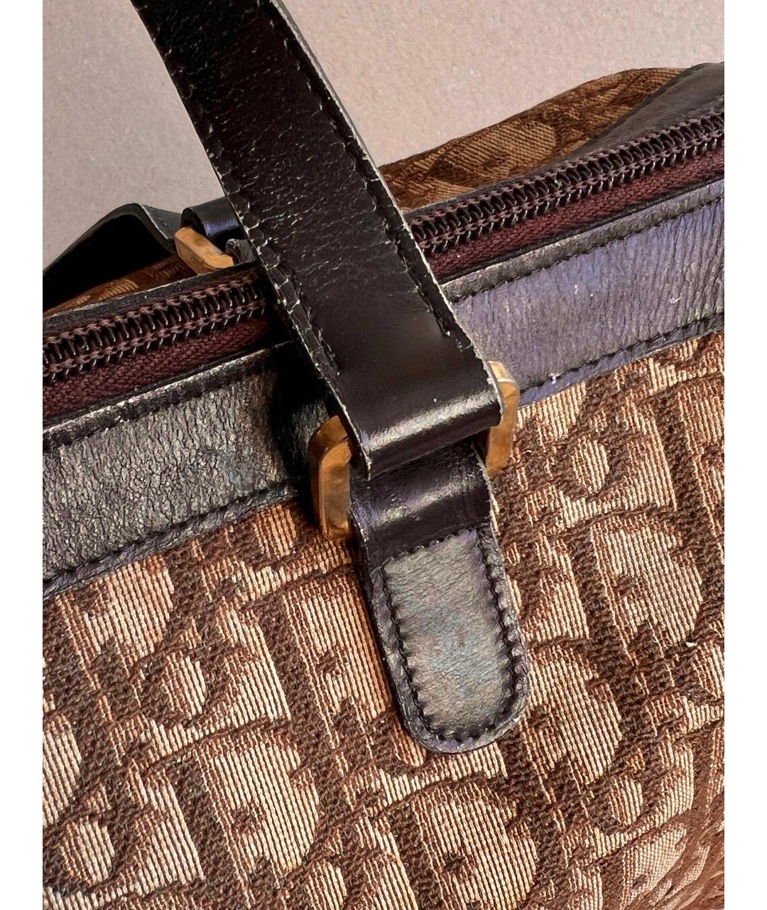 CHRISTIAN DIOR Бежевая тканевая сумка с короткими ручками, фото 6