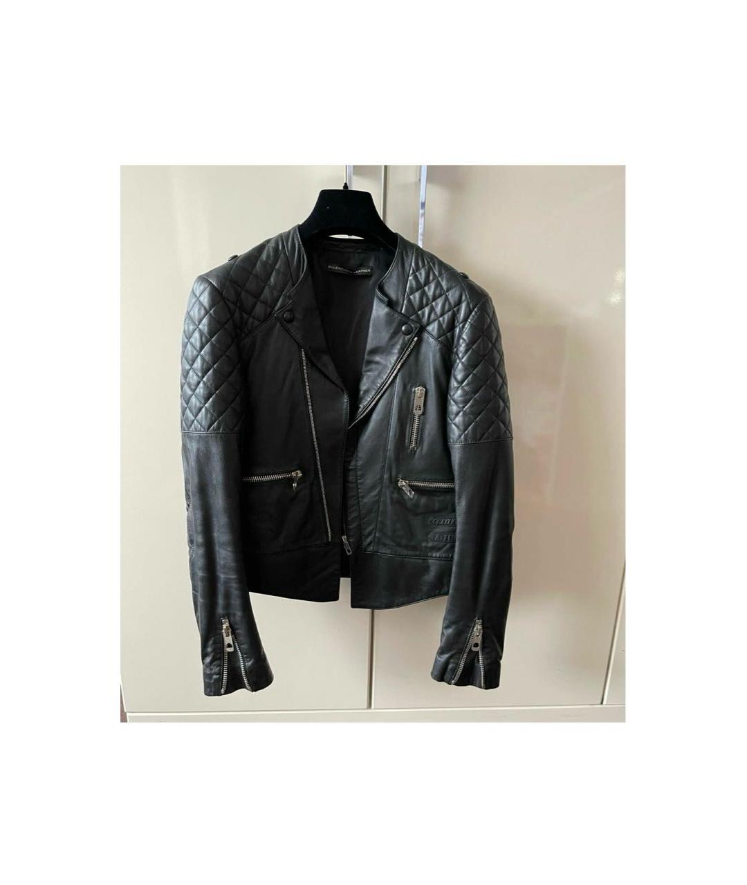 BALENCIAGA Черная кожаная куртка, фото 4