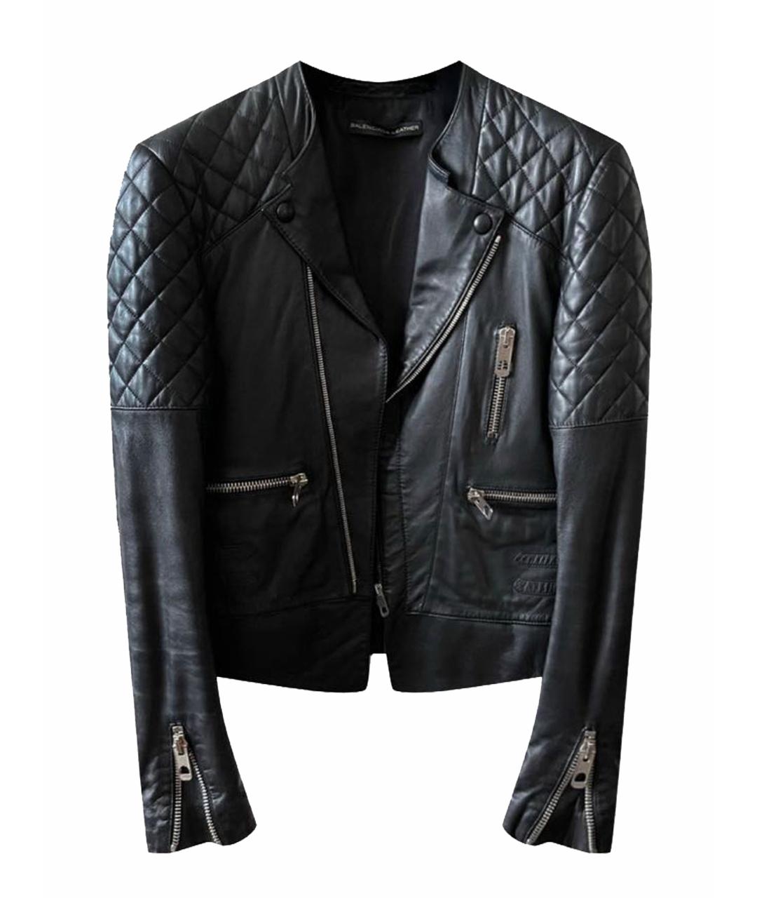 BALENCIAGA Черная кожаная куртка, фото 1