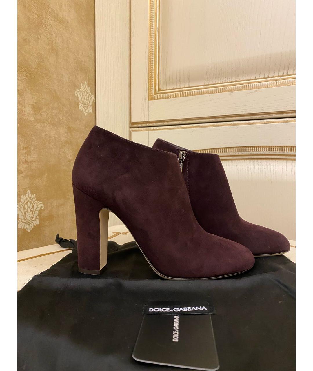 DOLCE&GABBANA Бордовые замшевые ботильоны, фото 2