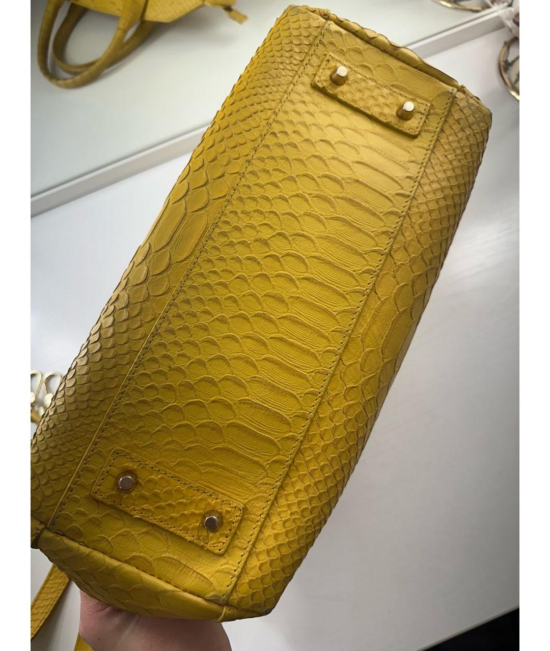 FURLA Горчичная кожаная сумка тоут, фото 5